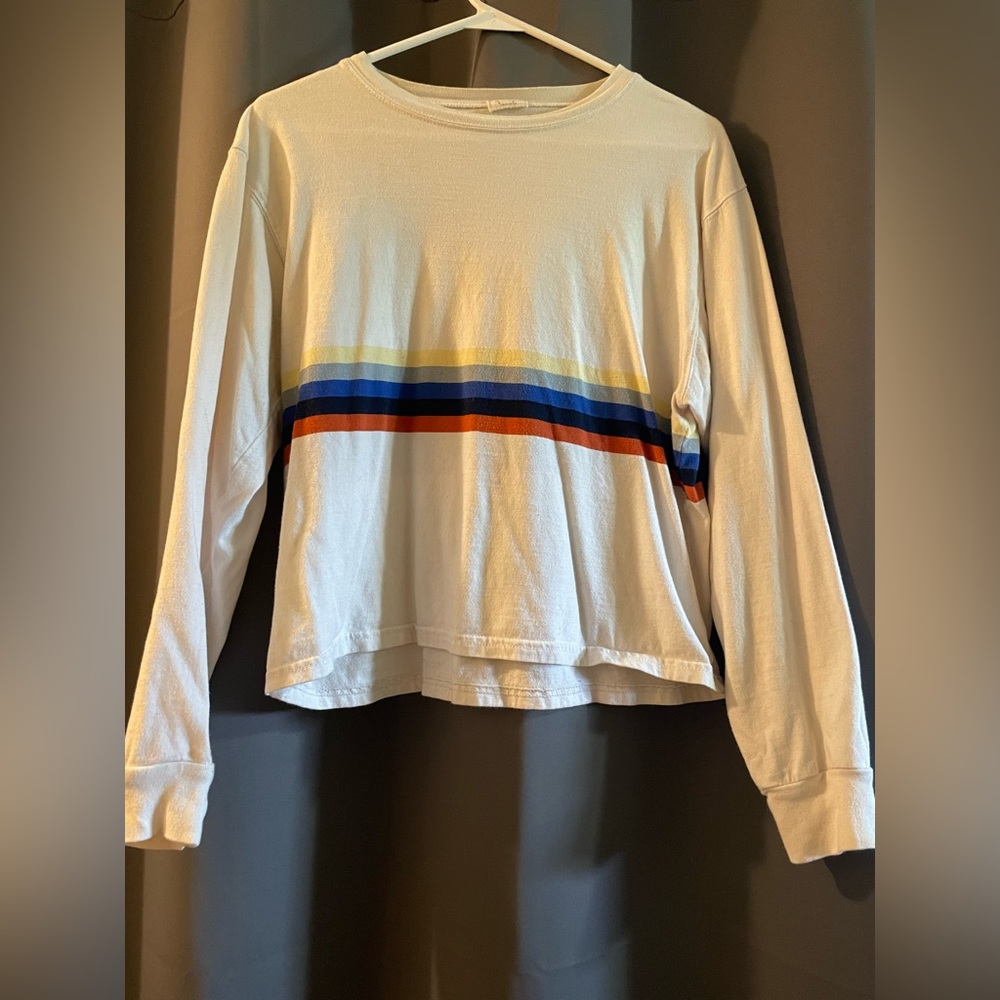 Ladies White Cropped Long Sleeve